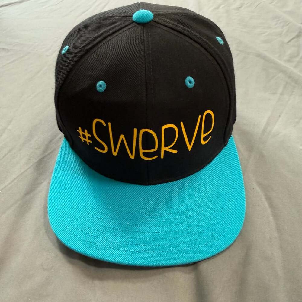 Yupoong #SWERVE Snapback Hat Black Teal Green Underbrim Streetwear Cap